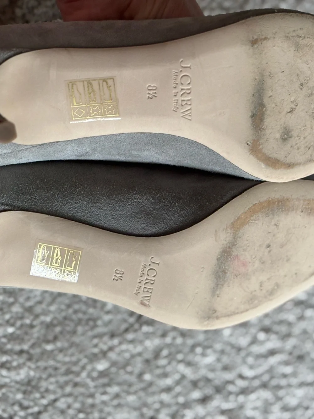J. Crew Suede Pointed-Toe Kitten Heels - Gray Made in Italy
